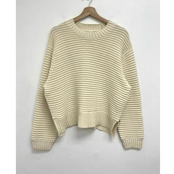 NWOT Varley Talbert Cotton Ribbed Cropped Chunky Knit Boxy Sweater Ivory Medium - Picture 10 of 11